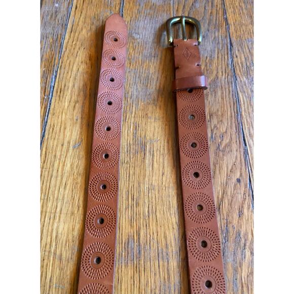 FOSSIL Boho Embossed Brown Leather Belt sz XL - Picture 5 of 10